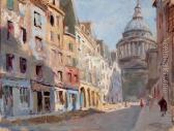 La Rue Valette Et Le Pantheon Oil Painting by Lucien Hector Jonas