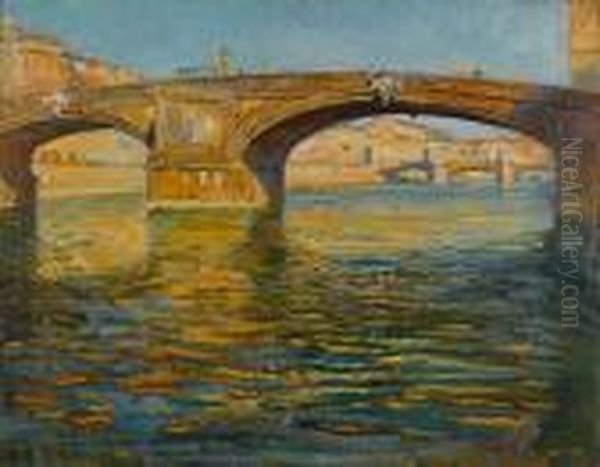 Ponte Santa Trinita, Firenze Oil Painting by Lucien Hector Jonas