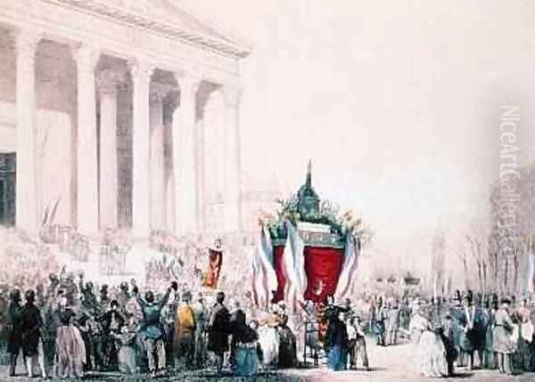 Funeral of the victims of the riots of February 1848 at the Church of La Madeleine 4th March 1848 Oil Painting by Raunheim, Hermann Naissant, Jean &