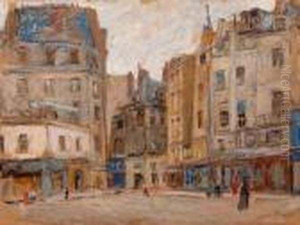 Place Animee A Paris Oil Painting by Lucien Hector Jonas