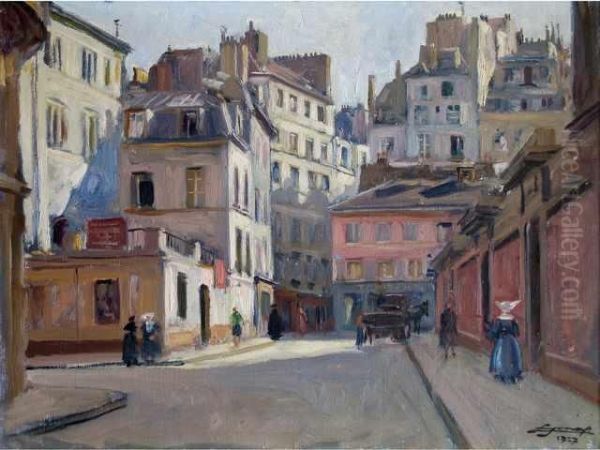 :rue De Labbaye, Paris Pres De Saint Germain Despres Oil Painting by Lucien Hector Jonas