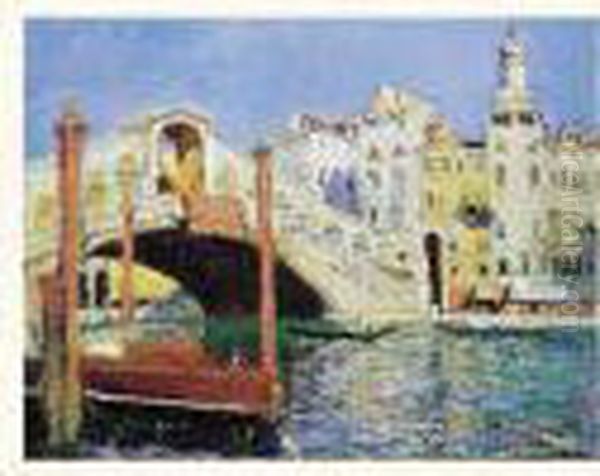 Un Canal A Venise Oil Painting by Lucien Hector Jonas