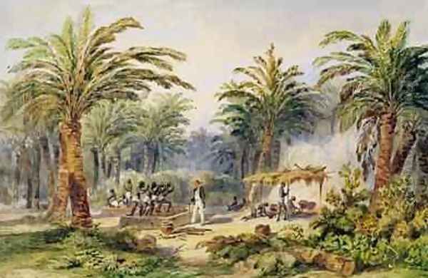 The Fabrication of Palm Oil at Whydah Oil Painting by Edouard Auguste Nousveaux