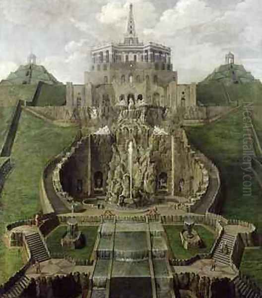 View from the Riesenkopf Basins to the Octagon after 1716 Oil Painting by Jan van Nickelen