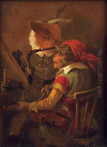 A contre la musique musical monkeys Oil Painting by Zacharias Noterman