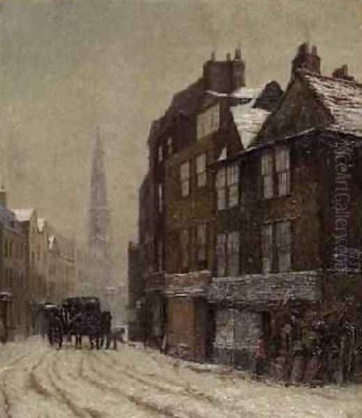 Drury Court with the Church of St MaryleStrand 1880 Oil Painting by Philip Norman