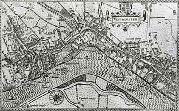 Map of Westminster from Speculum Britannia 1593 Oil Painting by John Norden