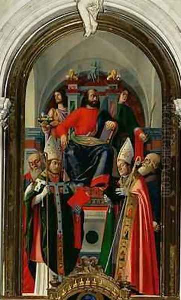 St Mark enthroned with Saints Oil Painting by Giovanni (Giovanni da Udine) Nanni (Nani)