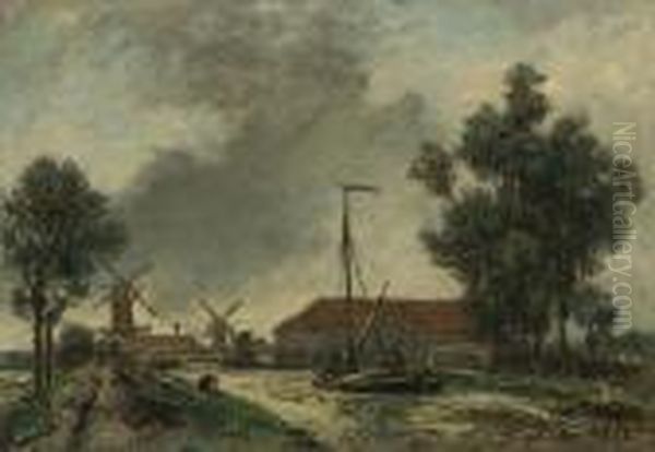 La Passerelle, Hollande Oil Painting by Johan Barthold Jongkind