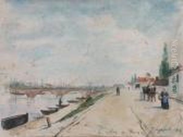 Le Pont De Bercy Oil Painting by Johan Barthold Jongkind