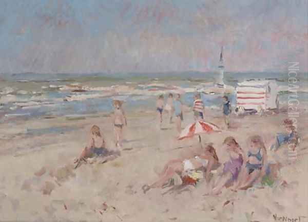 Beach scene, Zandvoort Oil Painting by Adam van Noort