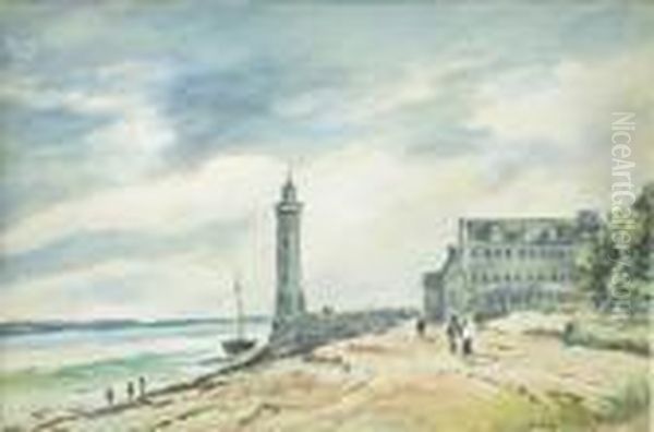 Honfleur - Le Phare Oil Painting by Johan Barthold Jongkind