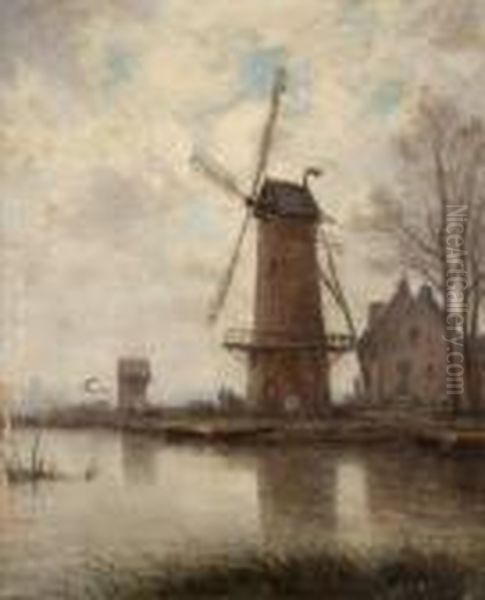 Paysage De Flandres Oil Painting by Johan Barthold Jongkind