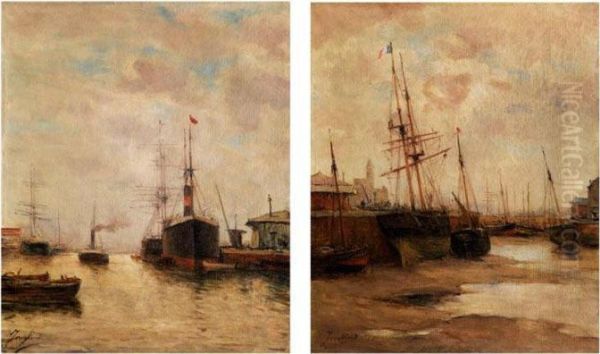 Im Hafen Und Wattenmeer Bei Ebbe Oil Painting by Johan Barthold Jongkind