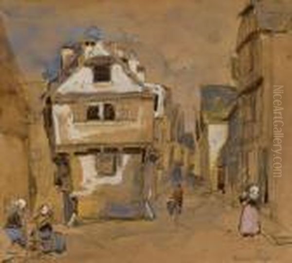 Vieille Rue A Morlaix Oil Painting by Johan Barthold Jongkind