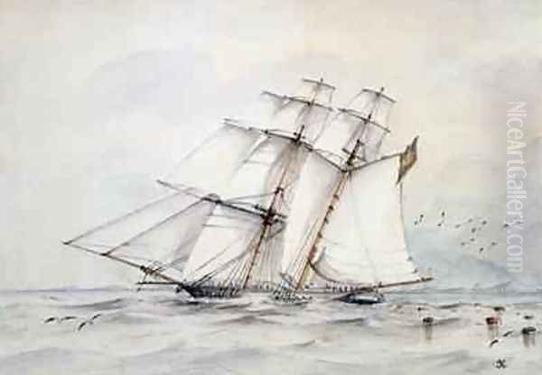 The Slaver Esmeralda captured on 1 November 1864 off Loango Oil Painting by C.G. Nelson