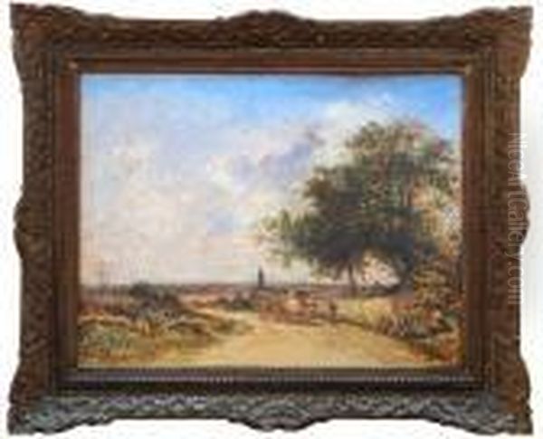 A Pastoral Landscape Oil Painting by Johan Barthold Jongkind