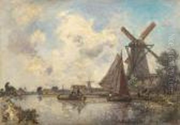 Canal Pres De Rotterdam Oil Painting by Johan Barthold Jongkind