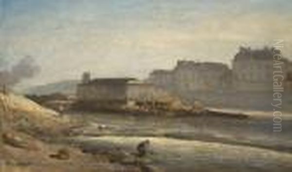 B&l Bord De Seine Oil Painting by Johan Barthold Jongkind