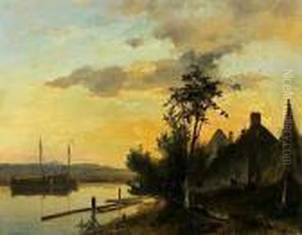 Bords De Riviere Oil Painting by Johan Barthold Jongkind