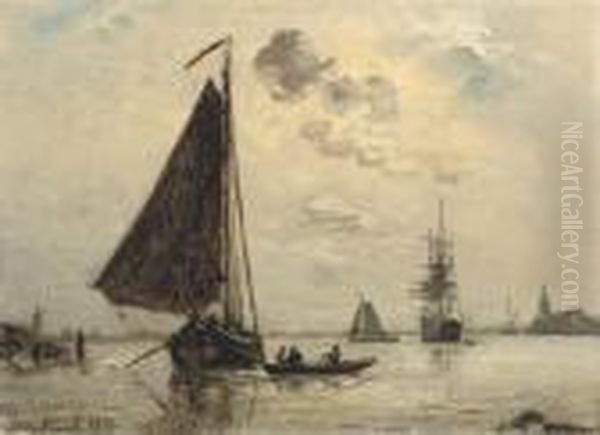 Sortie De Port En Hollande Oil Painting by Johan Barthold Jongkind