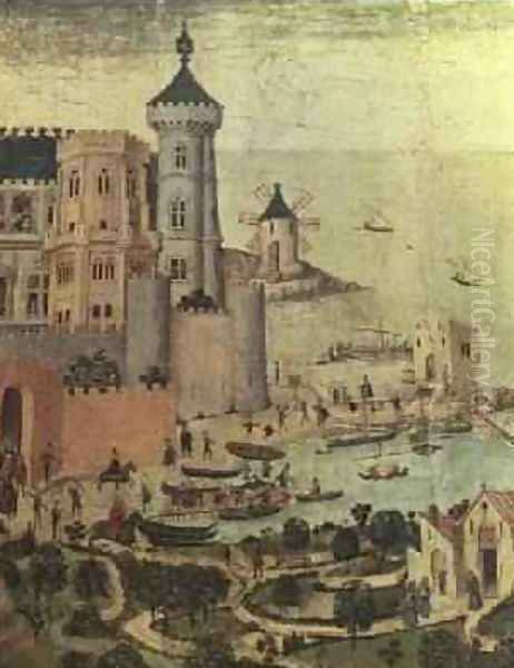 The Port of Majorca with the Almudaine Towers during the Conquest of the City by James I Oil Painting by Pedro Nisart