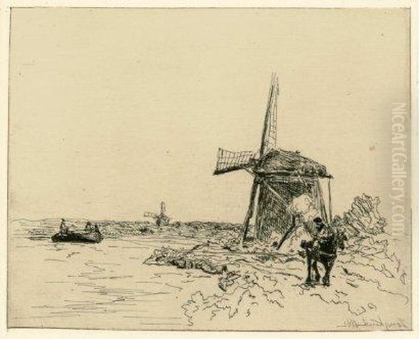 Cahier De Six Eaux-fortes (vues Dehollande), 1862 (l Oil Painting by Johan Barthold Jongkind