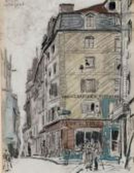 La Rue Du Petit-pont Saint-severin, Paris Oil Painting by Johan Barthold Jongkind