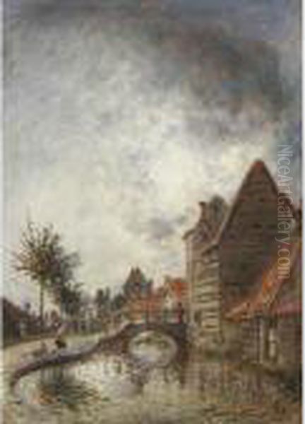 Canal Aux Environs De Dordrecht Oil Painting by Johan Barthold Jongkind