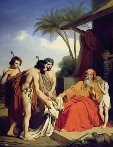 Josephs Coat Brought Back to Jacob 1841 Oil Painting by Jules Ambroise Francois Naudin