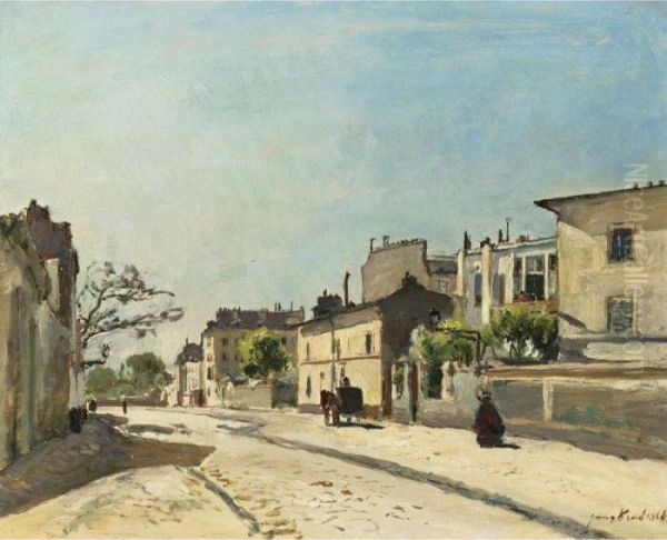 Rue Notre Dame, Paris Oil Painting by Johan Barthold Jongkind