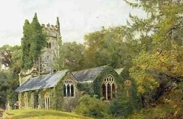 Cockington Church 1889 Oil Painting by Edward Noke