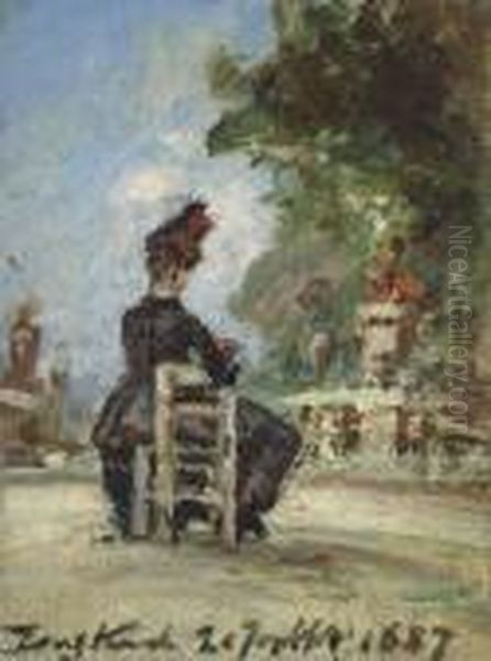 Le Jardin Du Luxembourg Oil Painting by Johan Barthold Jongkind