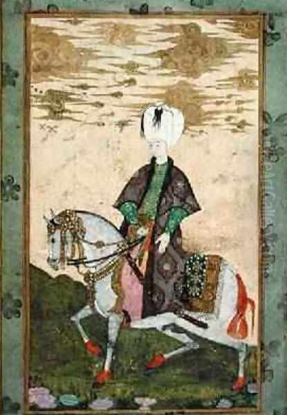 Equestrian portrait of Sultan Osman II 1603-22 1618 Oil Painting by Nakshi