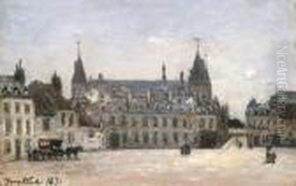 La Place Du Marche-au-ble Et Le Palais Ducal, Nevers Oil Painting by Johan Barthold Jongkind