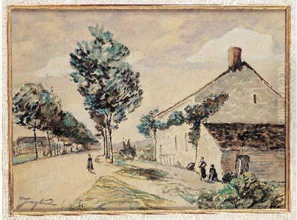 Village De Nivernais Oil Painting by Johan Barthold Jongkind