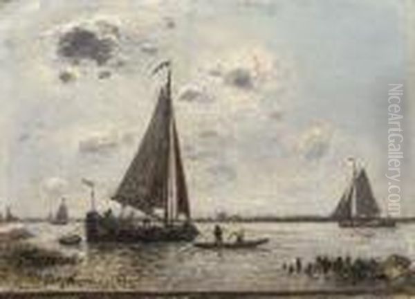 Environs De Dordrecht Oil Painting by Johan Barthold Jongkind