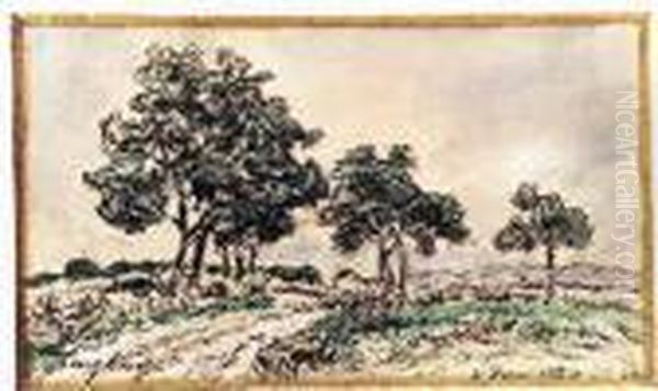 La Route Bordee D'arbres En Isere Oil Painting by Johan Barthold Jongkind