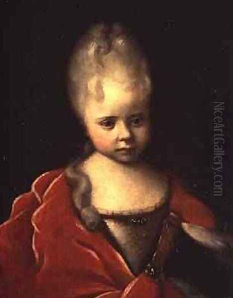 Portrait of Grand Duchess Yelizaveta Petrovna as a Child 1712-13 Oil Painting by Ivan Nikitich Nikitin