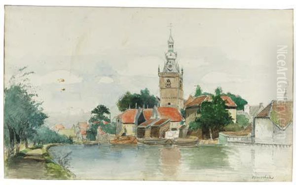 A View Of Overschie, Rotterdam Oil Painting by Johan Barthold Jongkind