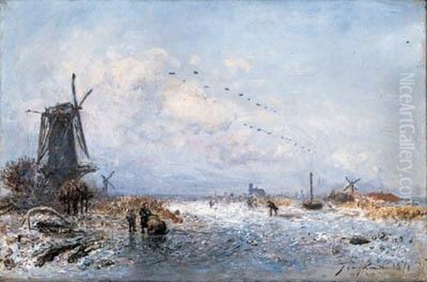 Scne D'hiver Oil Painting by Johan Barthold Jongkind