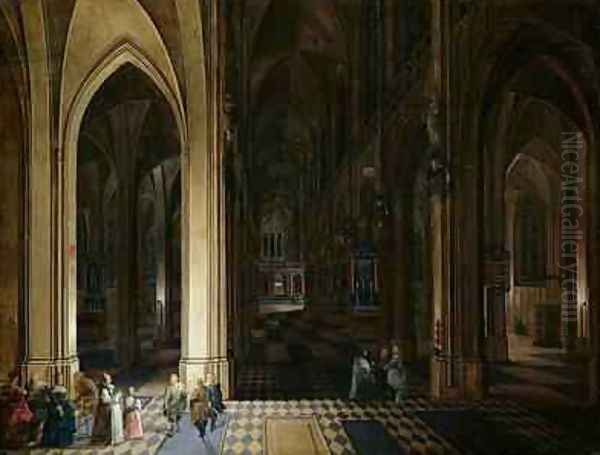 The Interior of Antwerp Cathedral by Candle and Torchlight Oil Painting by Pieter, the Elder & Younger Neefs