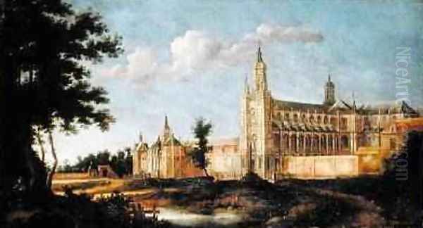 View of the Abbey of Saint-Amand-les-Eaux Oil Painting by Jean Francois Neyts