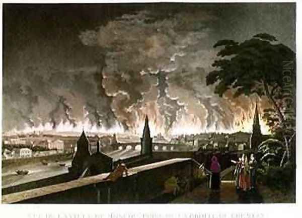 Fire in Moscow September 1812 engraved by Gibele 1816 Oil Painting by Notoff