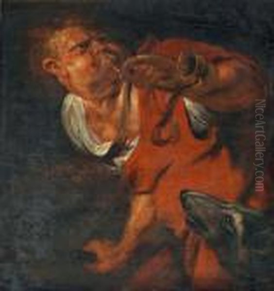 Etude De Chasseur Sonnant Du Cor Oil Painting by Jacob Jordaens