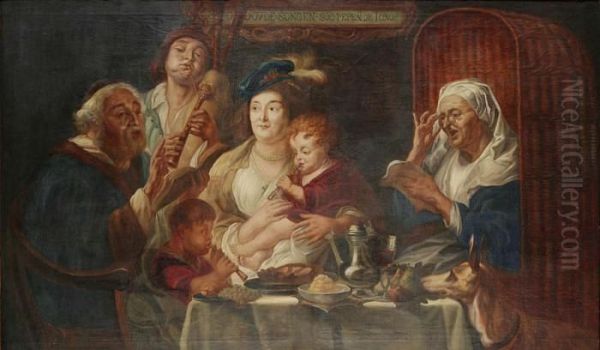 So D'ouden Songen, So Piepen De Jongen Oil Painting by Jacob Jordaens