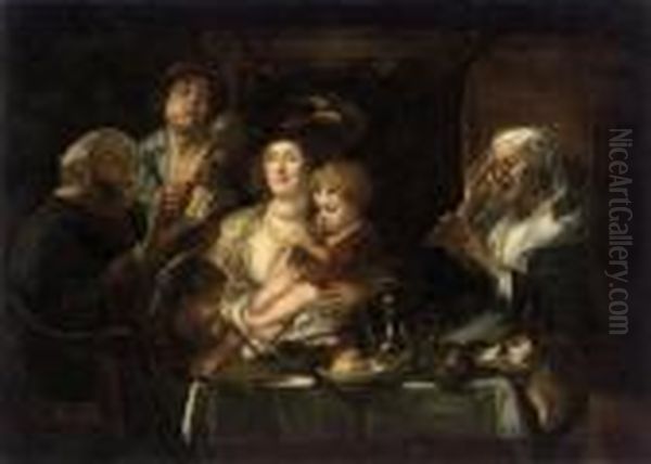 As The Old Sang, So The Young Pipe Oil Painting by Jacob Jordaens