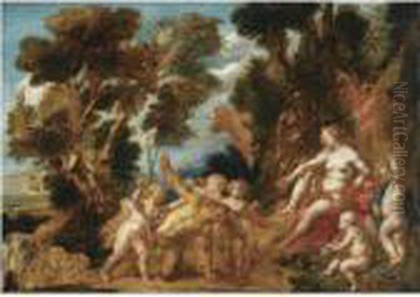 Venus And Eros Punishing A Satyr Oil Painting by Jacob Jordaens