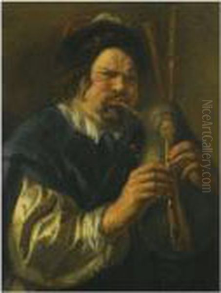 Self-portrait As A Bagpipe Player Oil Painting by Jacob Jordaens