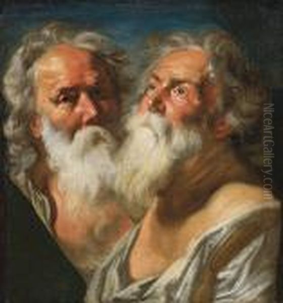 Zwei Apostelkopfe Oil Painting by Jacob Jordaens